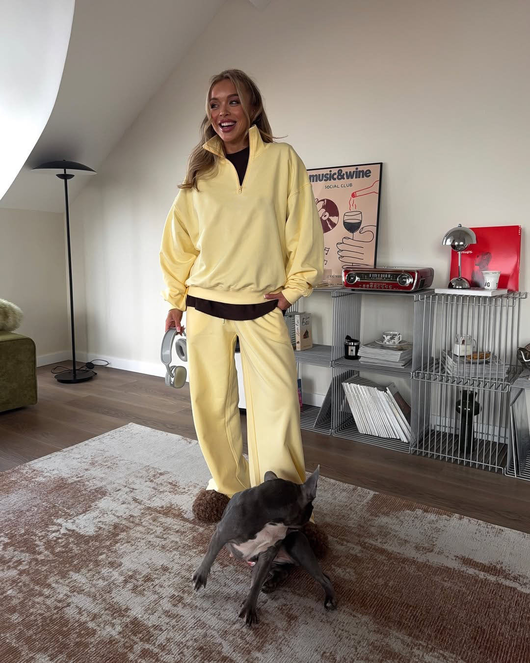 Fashionable Half-Open Collar Long-Sleeve Hoodie And Pants Casual Set