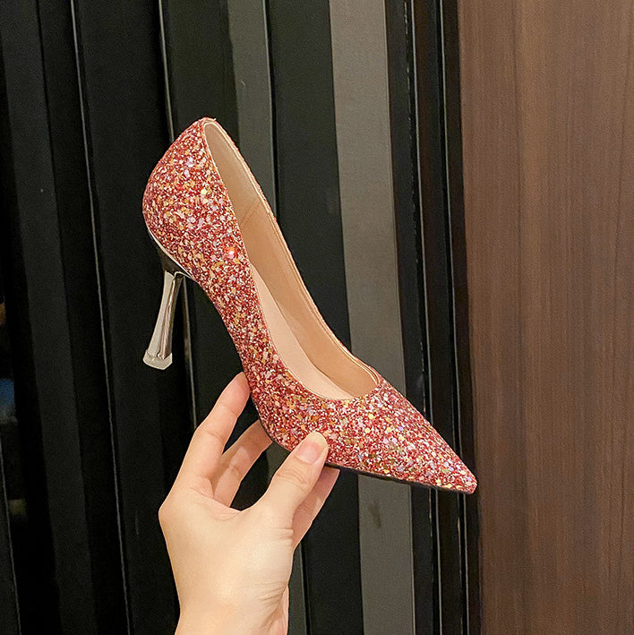 Wedding Dress Two-way Bridal Crystal High Heel Wedding Shoes