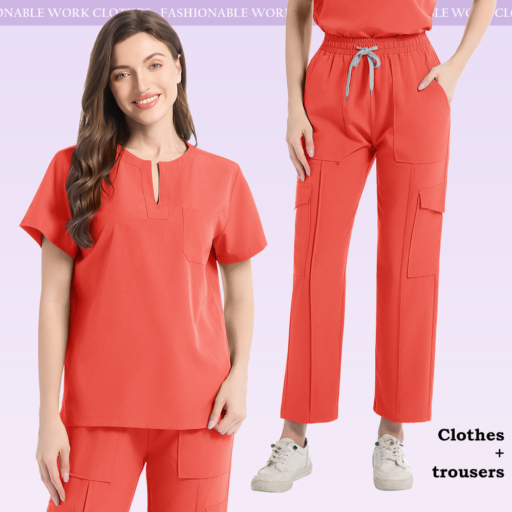New V-neck Two-piece Medical Work Uniform