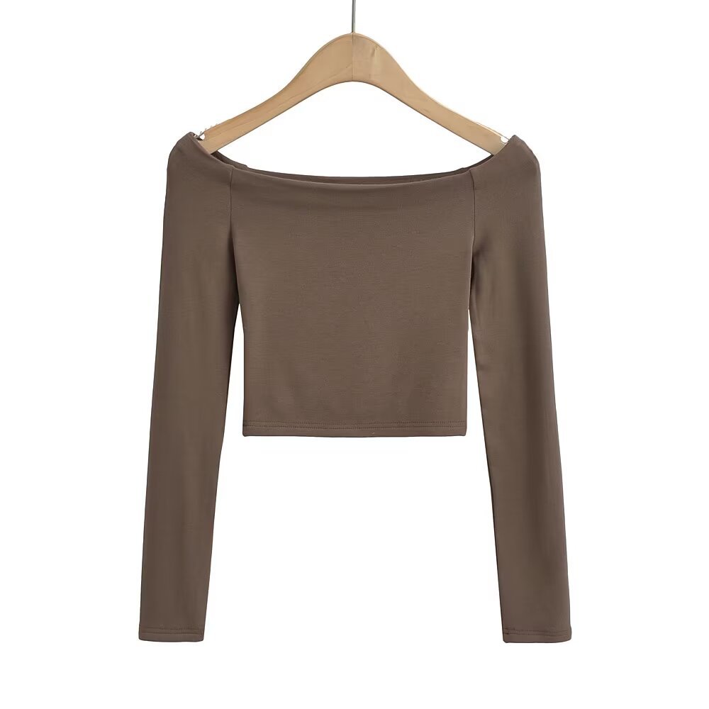 Womens Stylish Sexy Form-fitting Long-sleeve T-shirt