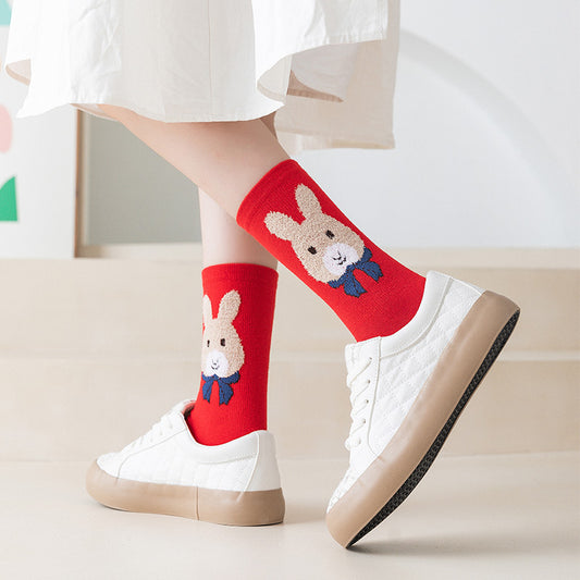 Big Red Female New Year Christmas Socks