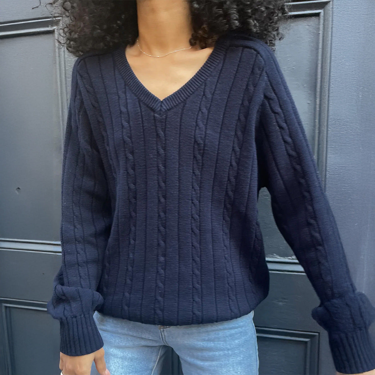 Ensfarvet ulden basis sweater til kvinder