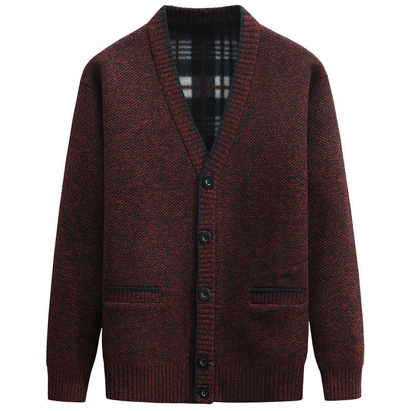 Men's Thickened Fashion Cardigan Sweater V-neck Slimming