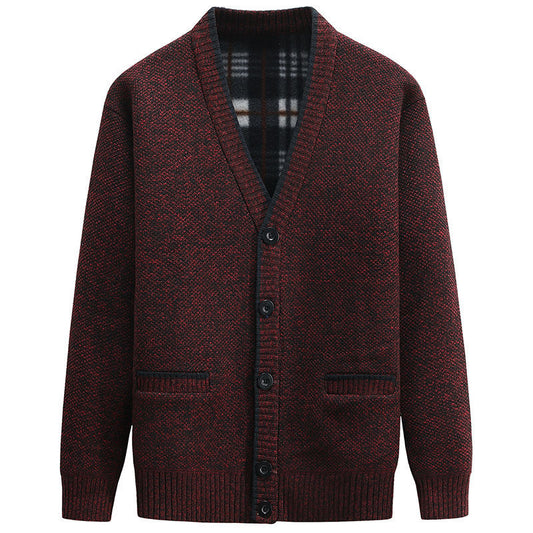 Men's Thickened Fashion Cardigan Sweater V-neck Slimming