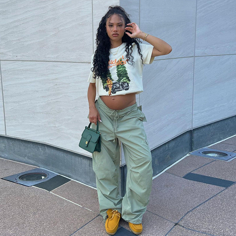Casual Loose Low Waist Drawstring Trousers