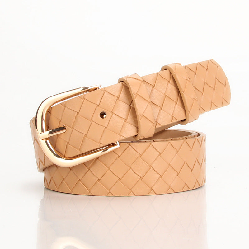 Women's Alloy Pin Buckle Belt Trendy Wild Belt Personality Imitation Weaving