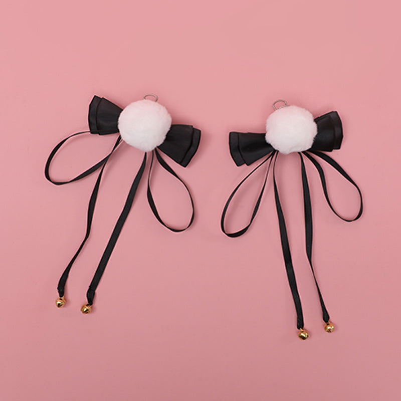 White Ball Bowknot Headdress Bell Cute