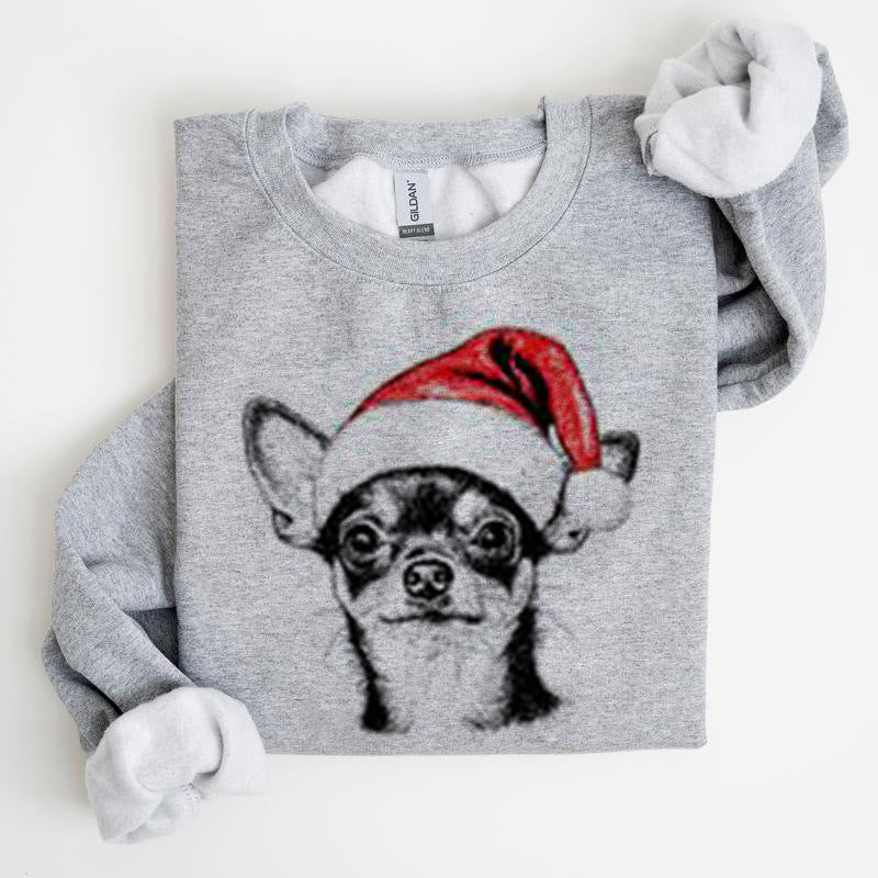 Julehvalpemotiv Polyester Rundhalset Sweatshirt Unisex