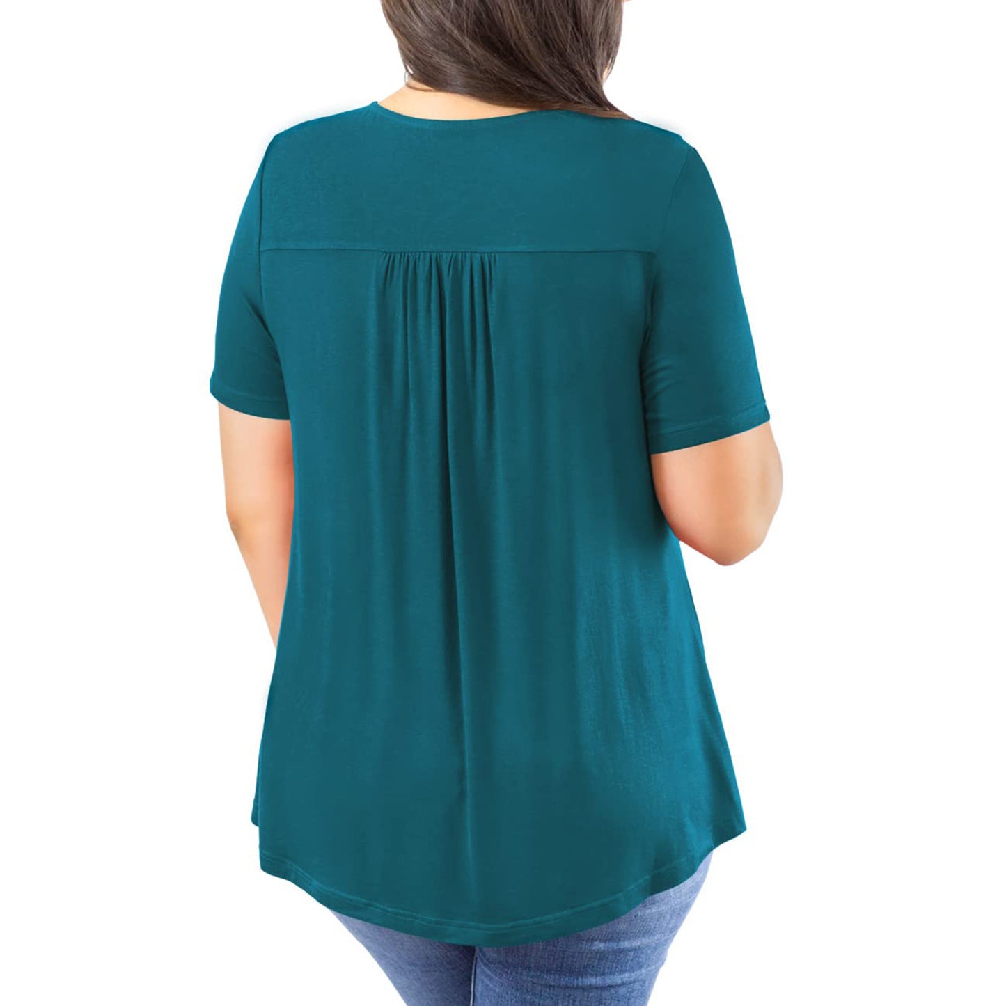 Dame Plus Size Kortærmet Pullover Blonder Plisseret T-shirt Talje Top