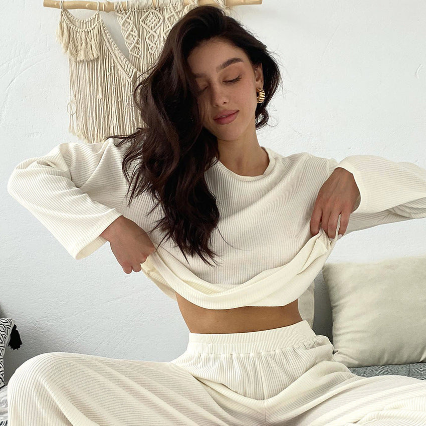 Pajama Two-piece Set With Long Pants Womens Loungewear