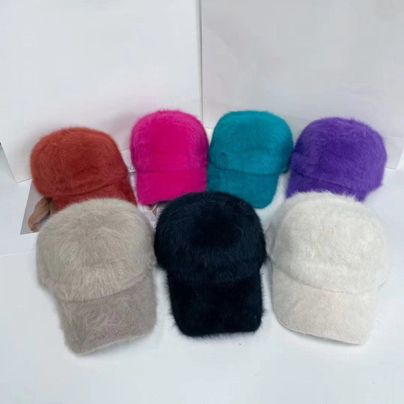 Simple Plush Baseball Cap Women's Warm