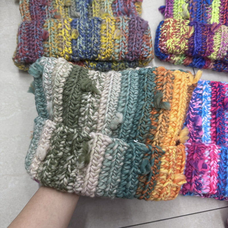Women's Cute Contrasting Color Tassel Wool Hat