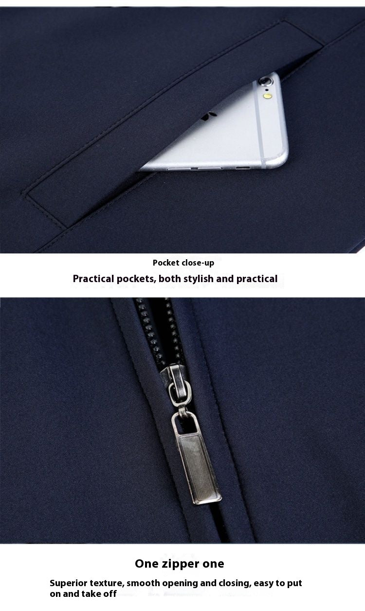 New Middle-aged Men Spring And Autumn New Polo Collar Coat