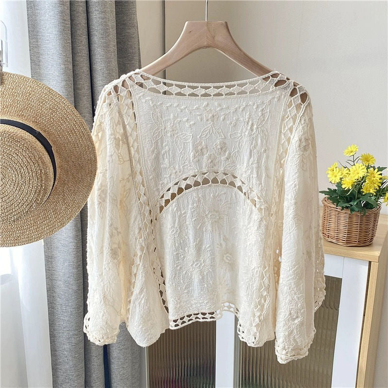 Cardigan Women Coat Lace Crochet Beach Sun Protection