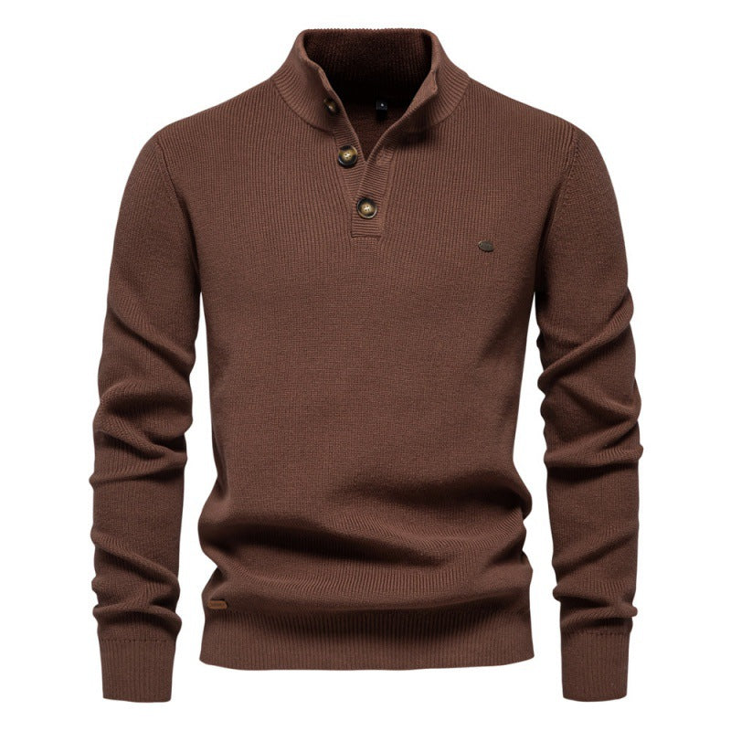 Højhalset Business Sweater til Mænd i Høj Kvalitet Ensfarvet Casual Sweater