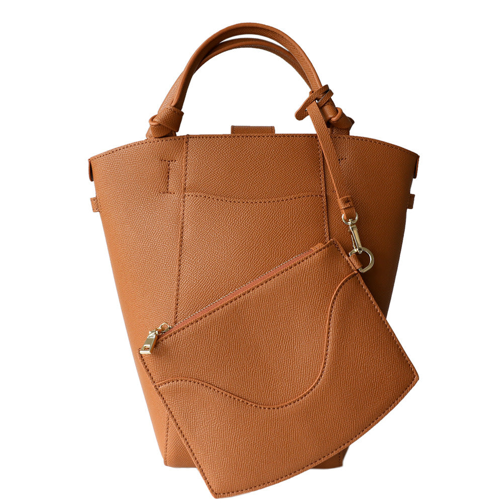 Cowhide Shoulder Bag With Niche Design And Large Capacity