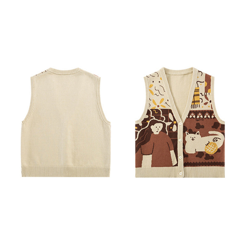 Lovely Knit Waistcoat Loose Languid Lazy Wind