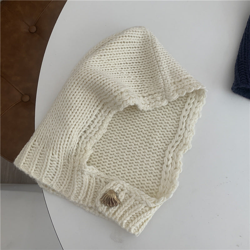 Hand-knitted Lace-up Solid Color Hat