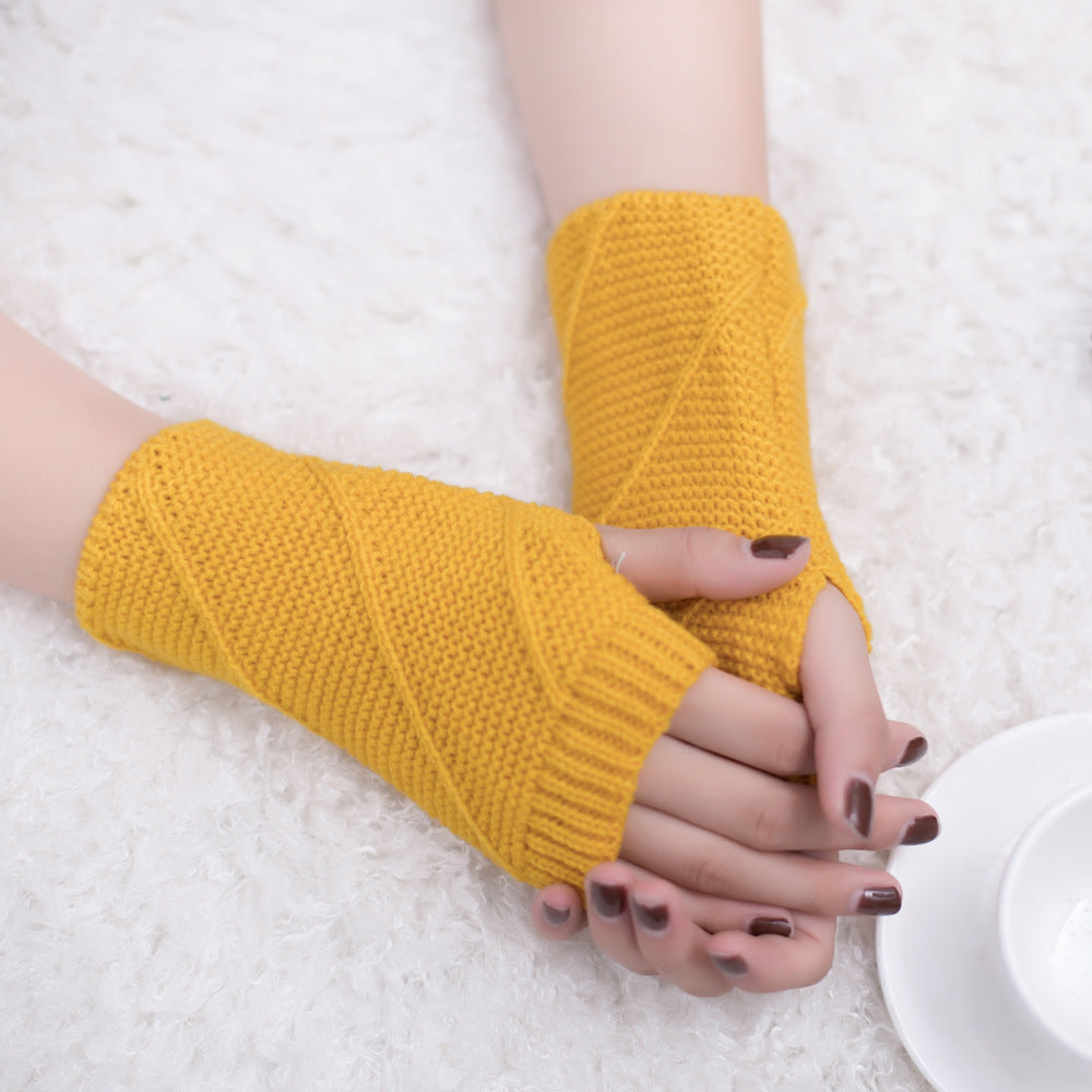 Colorful Warm Half Fingerless Gloves Knit