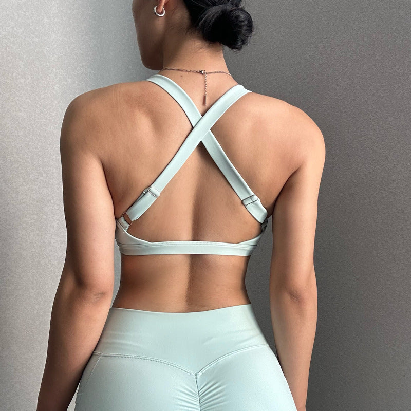 Top Cross Hollow-out Beauty Back Bra Women's Fitness Yoga High Waist