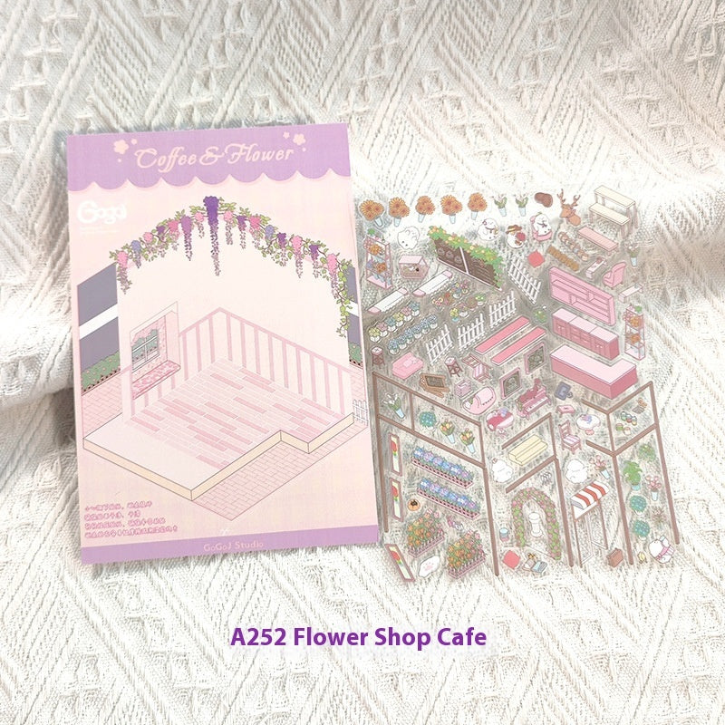 Three-dimensional Stacking Landscaping Cabin Stickers Notebook