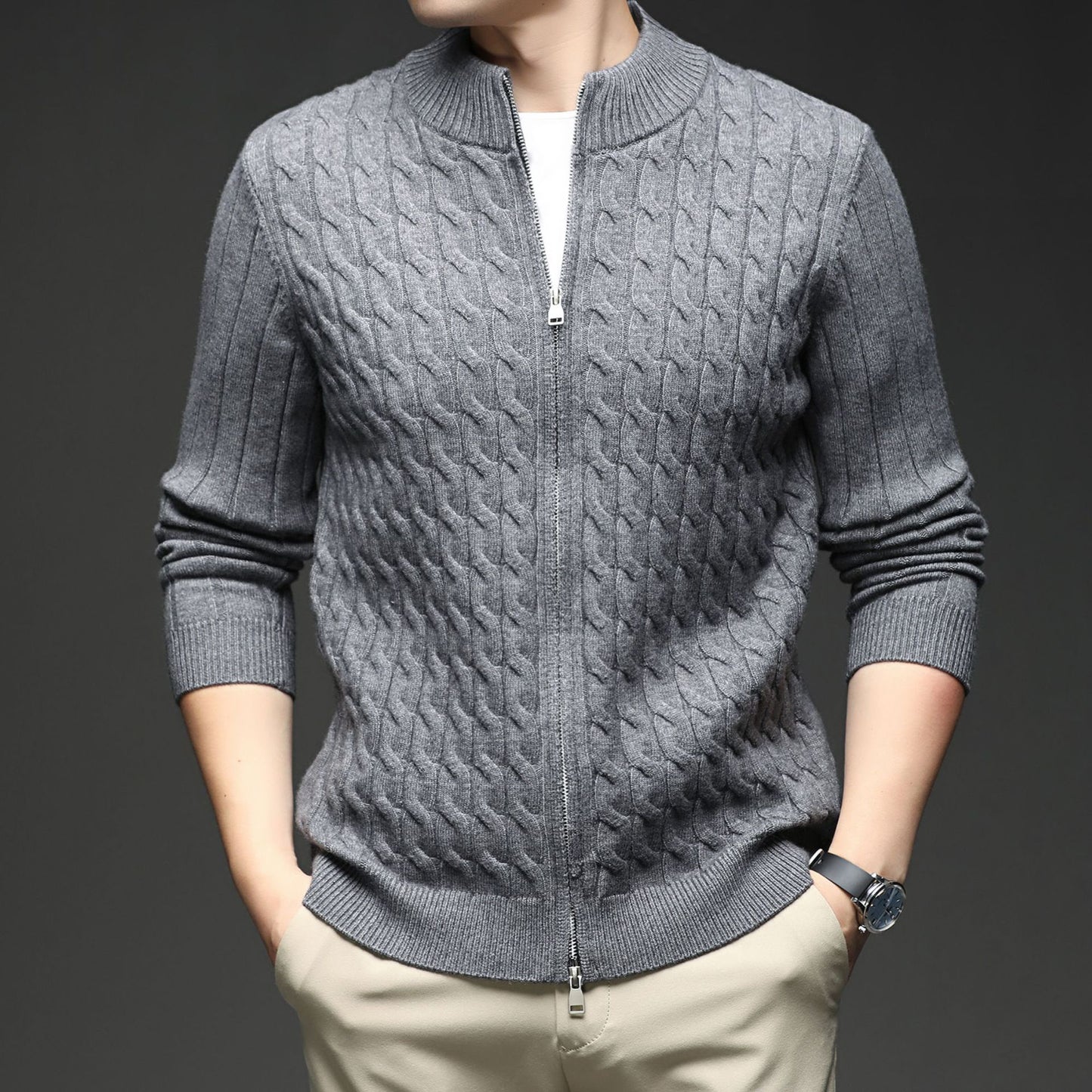 Mode Efterår Ny Lynlås Krave Sweater Mænd