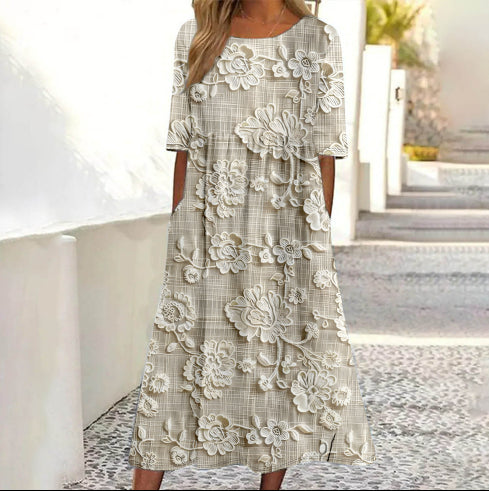 Simple Round Neck Stylish And Elegant Womens Dress