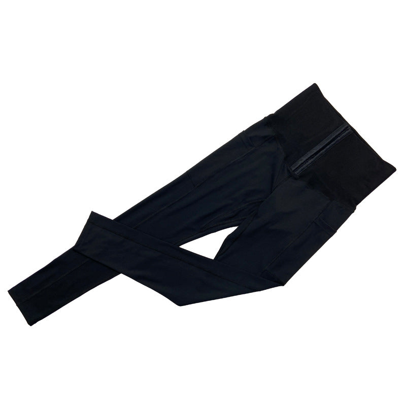Breasted Yoga Pants Pockets Large Size Abdomen  Pants Sports Tight Yoga Body Shaper Pants