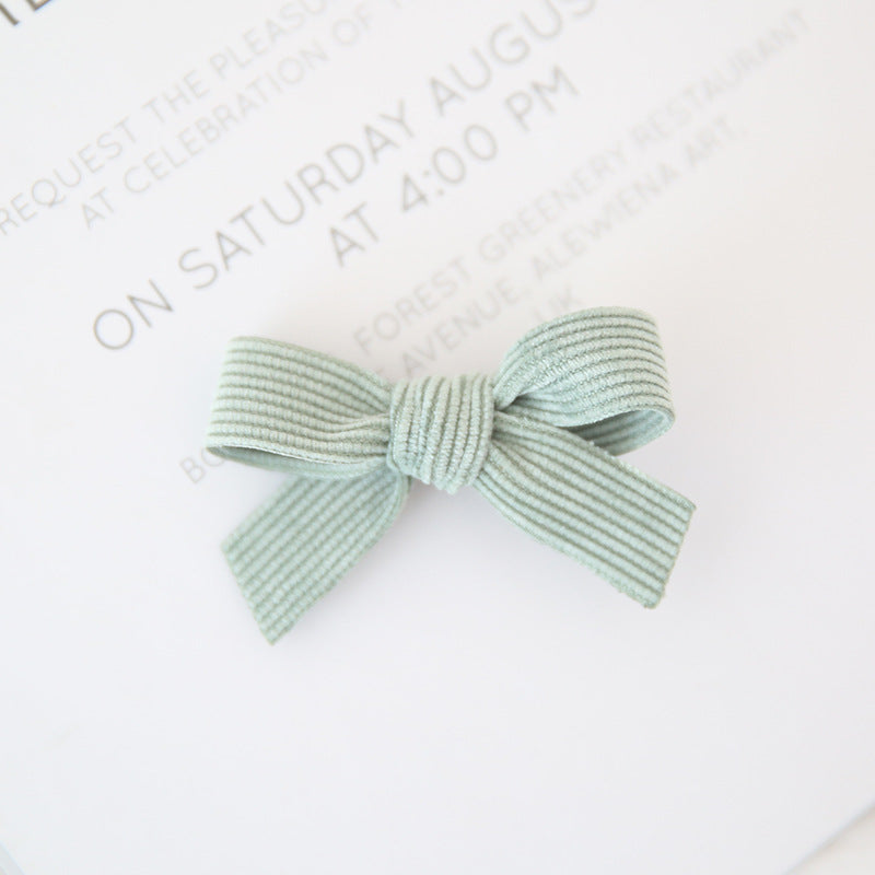 Baby Spring Autumn And Winter Corduroy Bow Hairpin 1pc