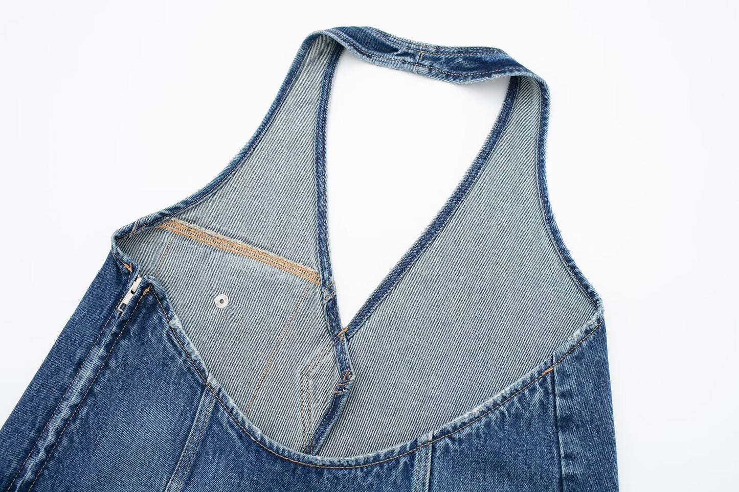 Denimtop med krave og midtwaist til kvinder