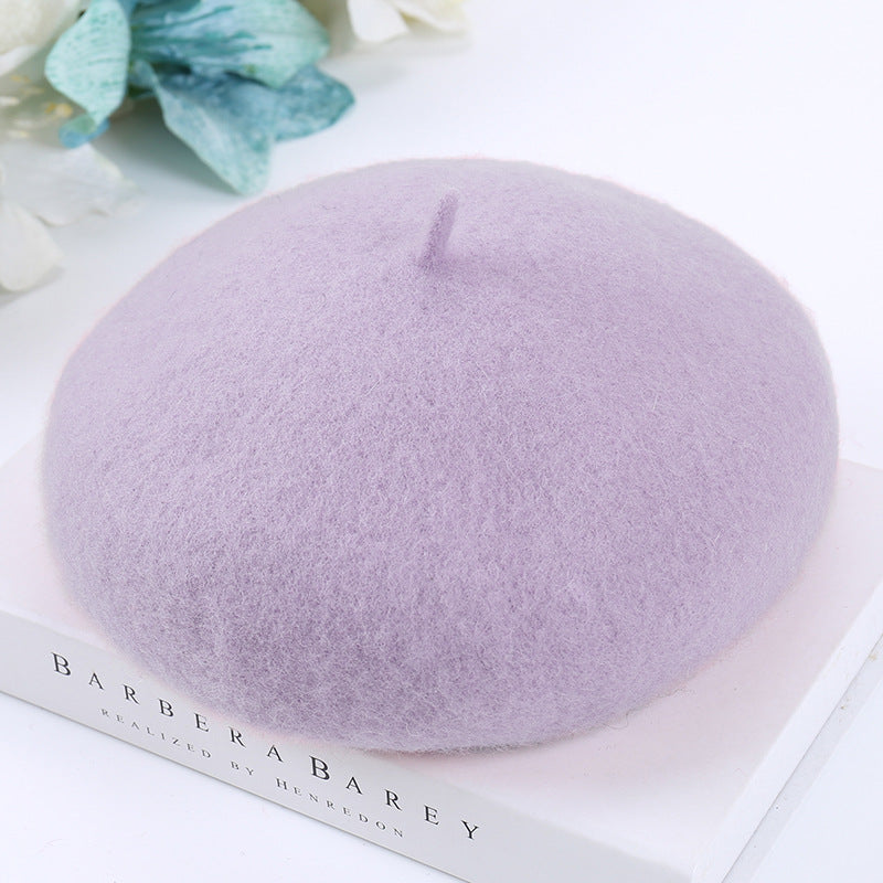 Women's Fashion Casual Solid Color Breathable Wool Tweed Hat