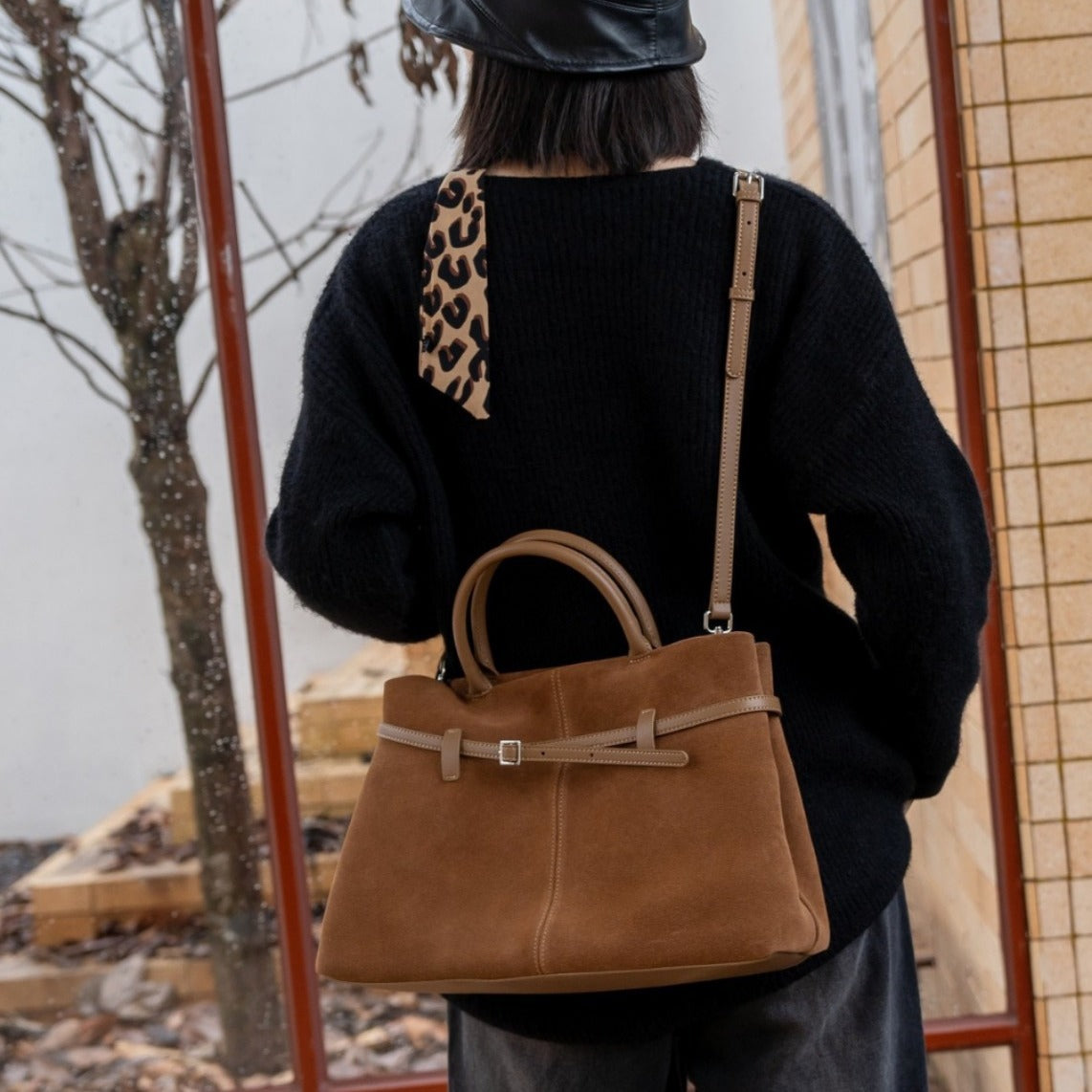 High-grade Suede Retro Easy Matching Commuter Frosted Portable Shoulder Crossbody Bag