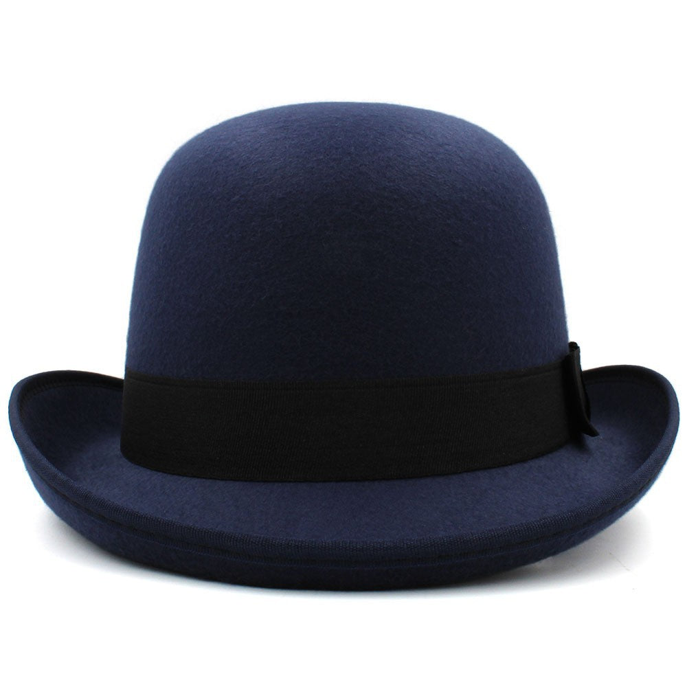 Versatile Round-crown Wool Felt Hat For Men With A Classic British Flair
