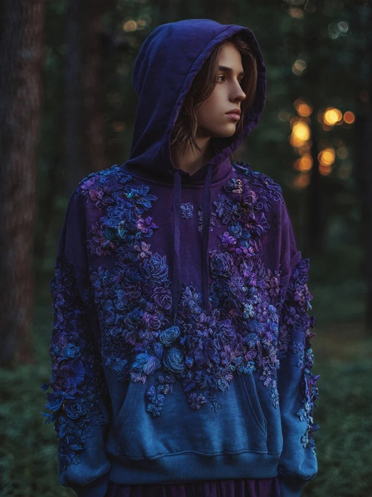 Womens Loose-Fit 3D Digital-Print Hoodie For Winter