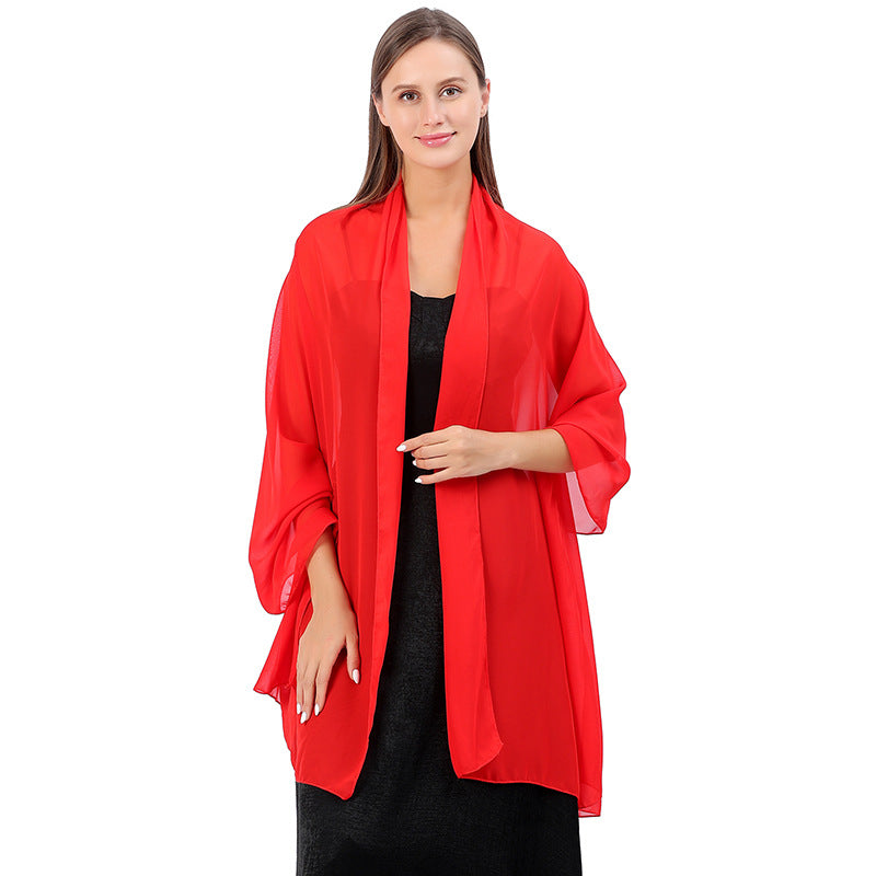 High Quality Solid Color Chiffon Dinner Shawl
