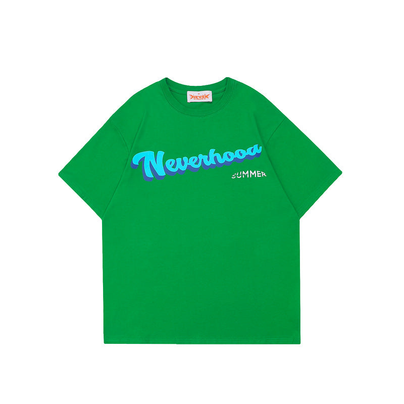 Literary Letters NEVERHOOD Printed European And American Loose Short-sleeved