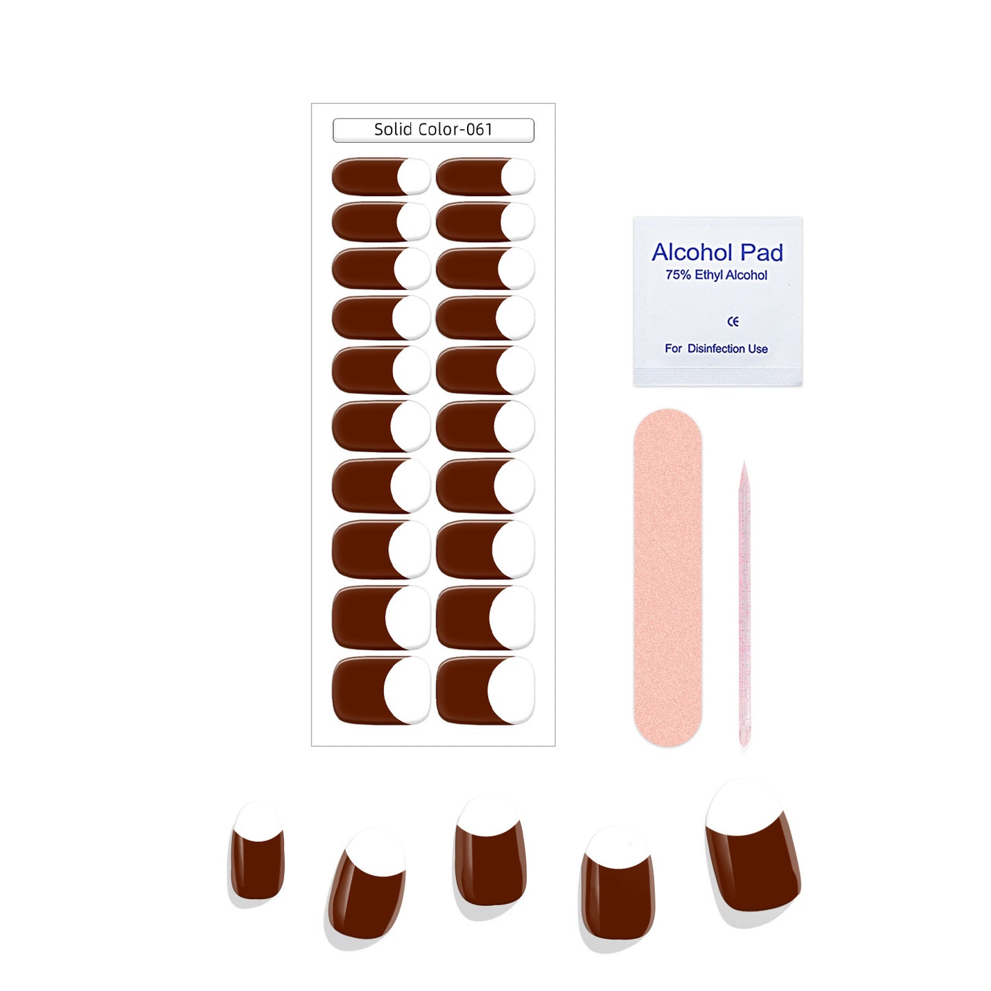 New French Solid Color Gel Waterproof Semi-baked Nail Stickers
