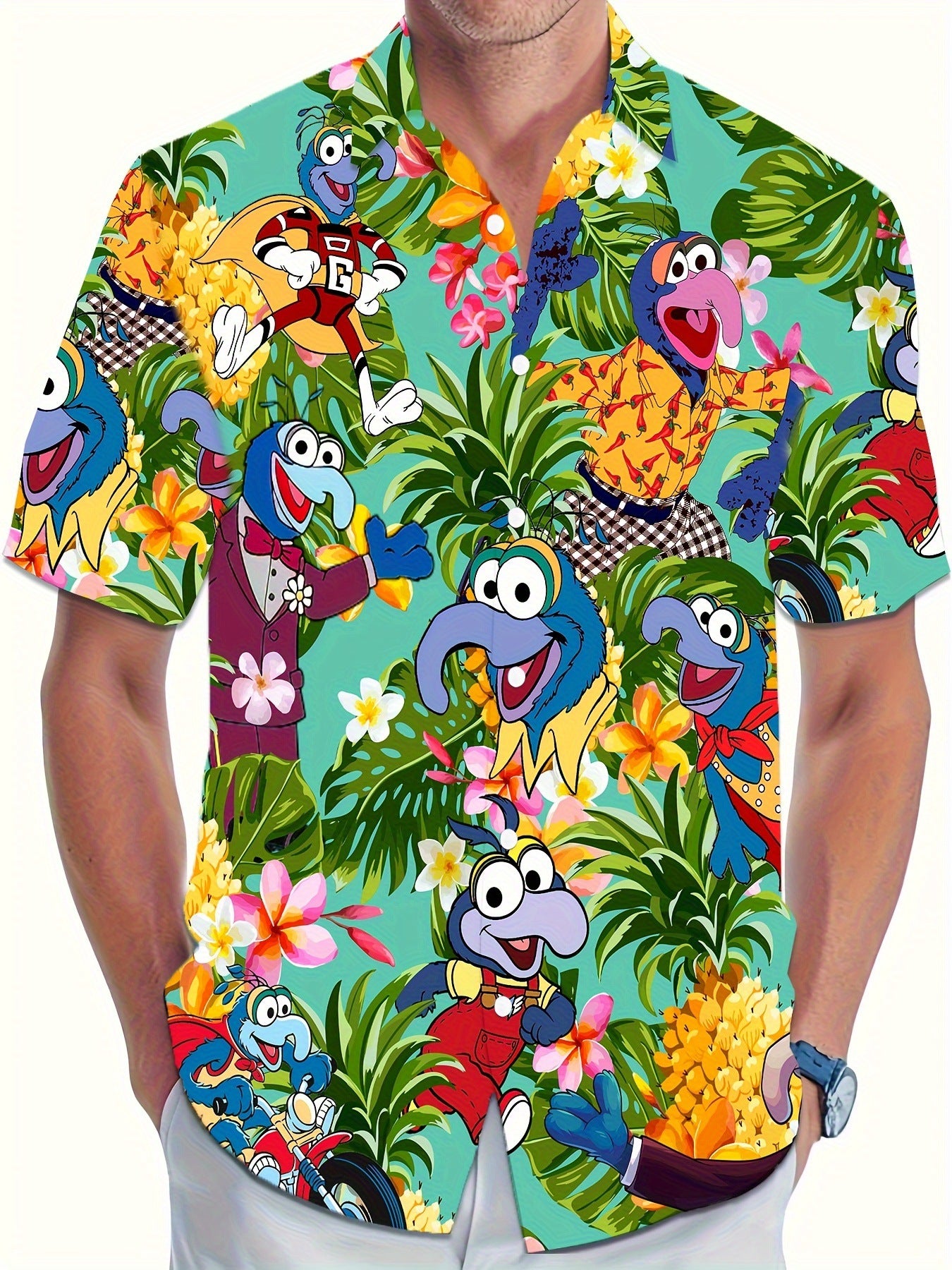 Printing Fashion New Flower Men's Short Sleeve Shirt