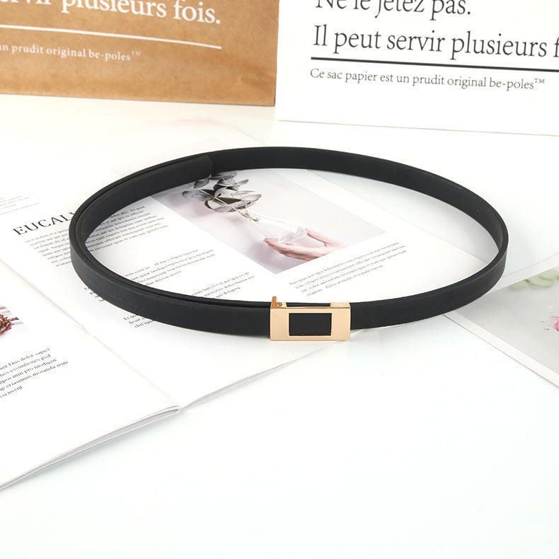 Retro Pin Buckle Snap Button Thin Belt Fashion