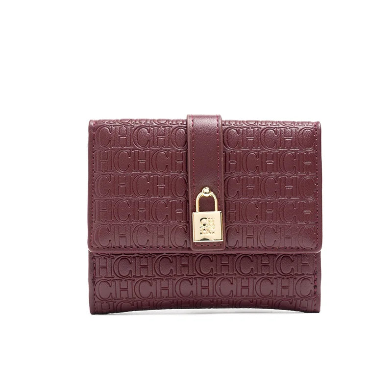 CH Simple Women'S Short Card Bag Ultra Thin Mini PU Leather Luxury Brand Fashionable Women'S Credit Card Clip Wallet