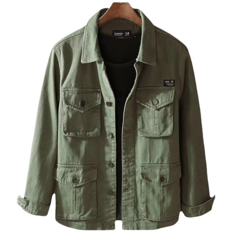 Heavyweight Washed Denim Trendy Street-style Casual Workwear Jacket