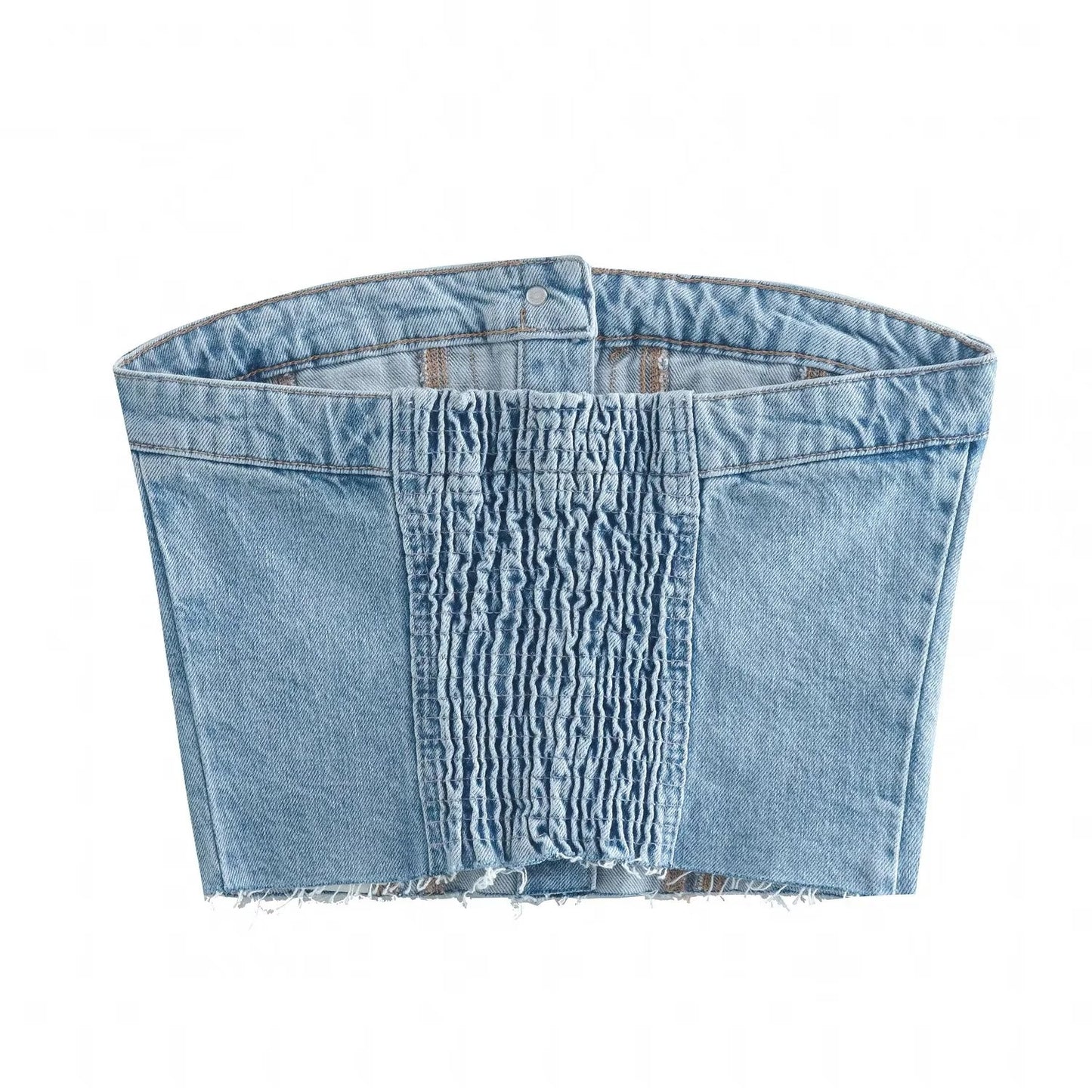 Women's Tube Top Button Denim Vest