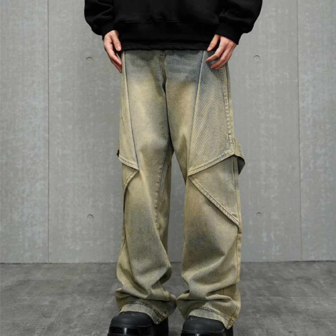 Ti Tre Rækker Stegt Gade Retro Deformation Lidt Flared Jeans