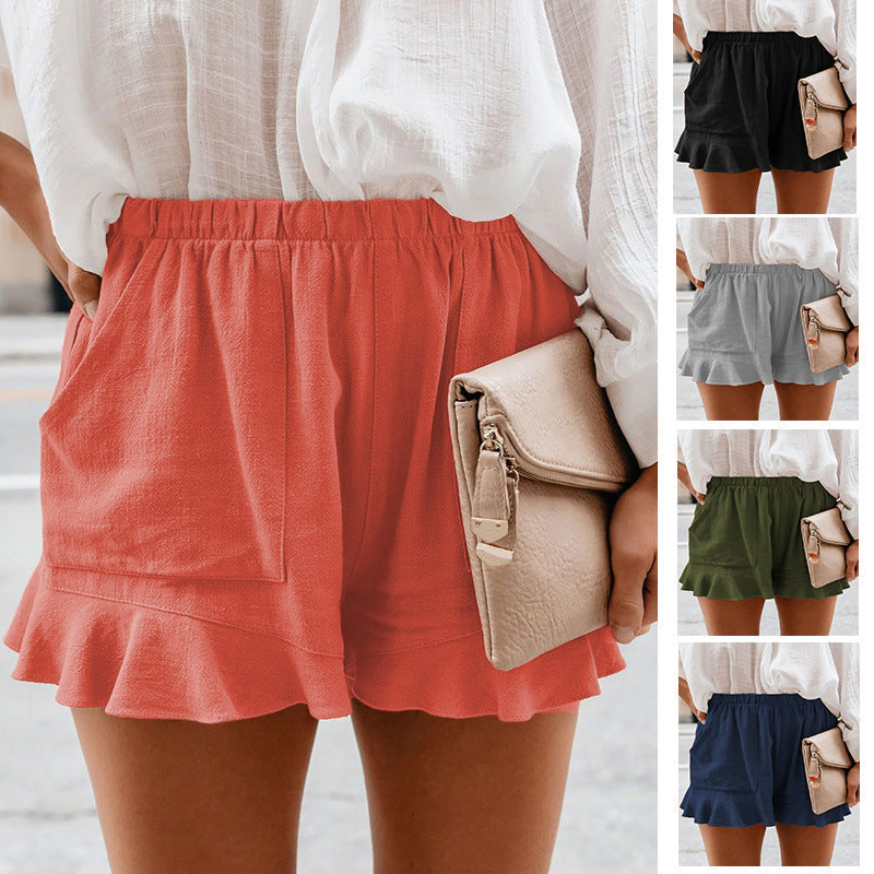 Women's Casual Solid Color High Waist Pleated Loose Straight Leg Pants