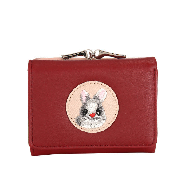 Short Women's Small Clip Bag Solid Color Cute Women's Coin Purse