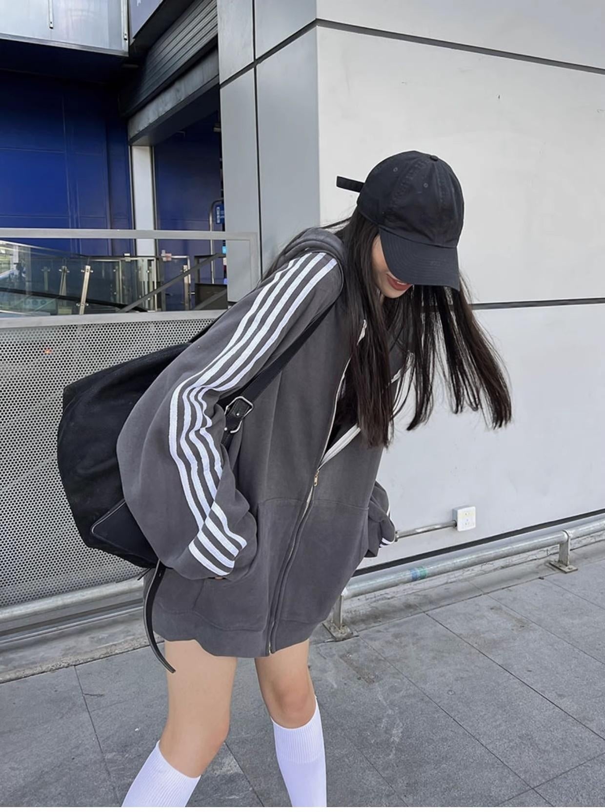 American Style Street Baseball Uniform Mid-length Sweater Cardigan Women's