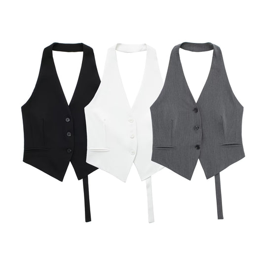 Women's Backless Hanging Collar Vest Jacket