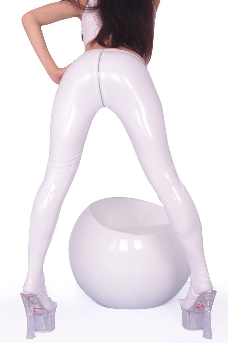 Women's Latex Ammonia Shiny Knee Leather Pantyhose