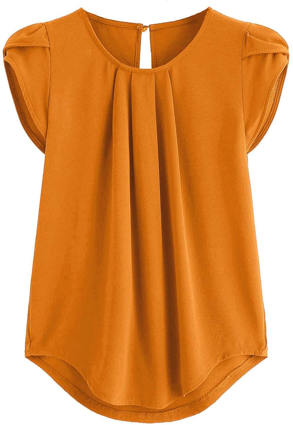 New Solid-color Button-up Short-sleeve Womens Top