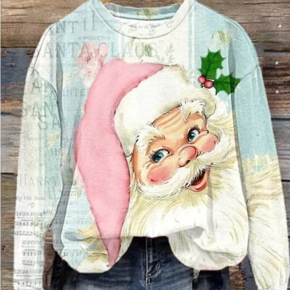 Efterår Vinter Sweater Trykt Rundhals Bluse Topp